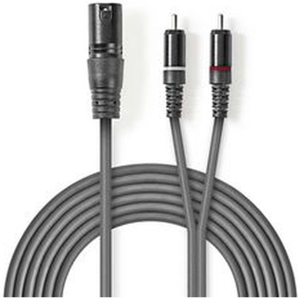 Nedis Cavo audio XLR 3 pin XLR maschio - 2 x RCA Mac (1.50 m, XLR), Cavo audio