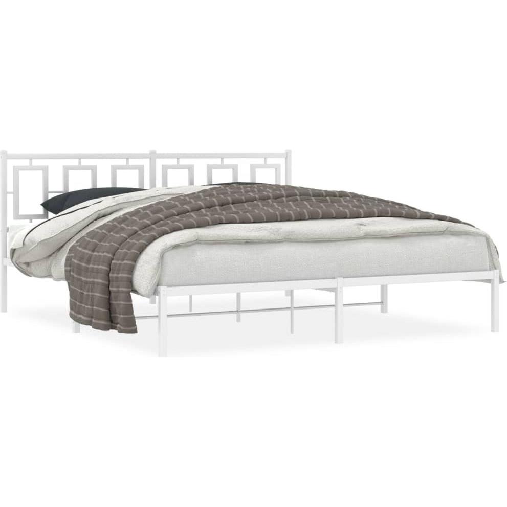 VidaXL, Bett, Bettgestell Kopfteil Metallbett Bett Doppelbett Lattenrost Weiss 180x200cm (180 x 200 cm)