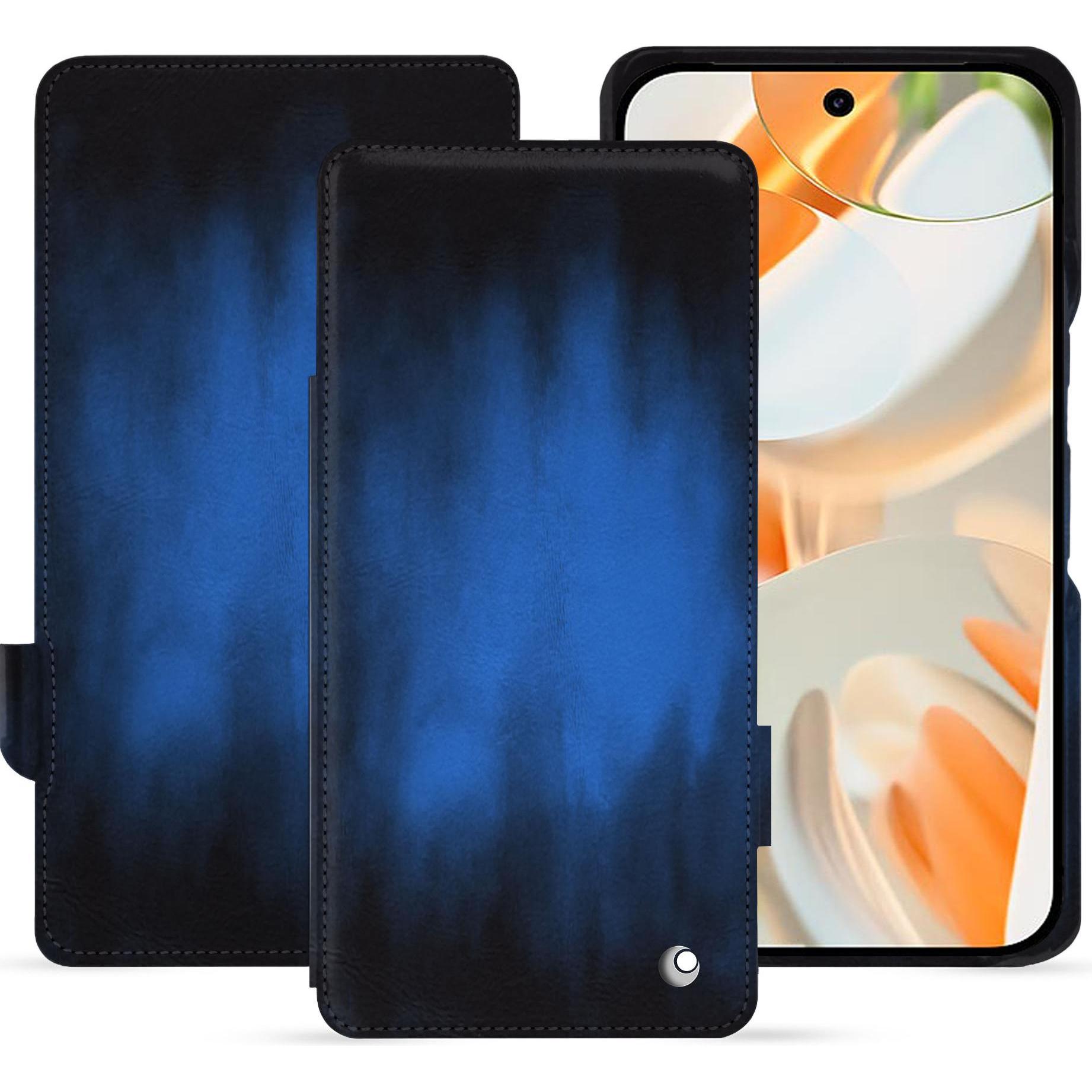 Noreve Lederschutzhülle horizontal (Google Pixel 9 Pro), Smartphone Hülle, Blau