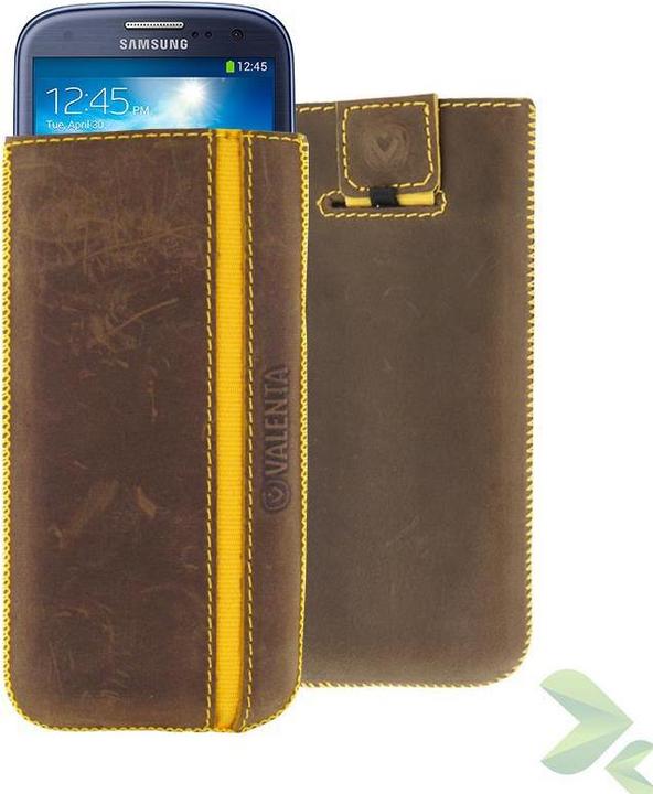 Valenta Pocket Stripe Vintage - Leather Pin Bag (Red) (Samsung Galaxy S4)