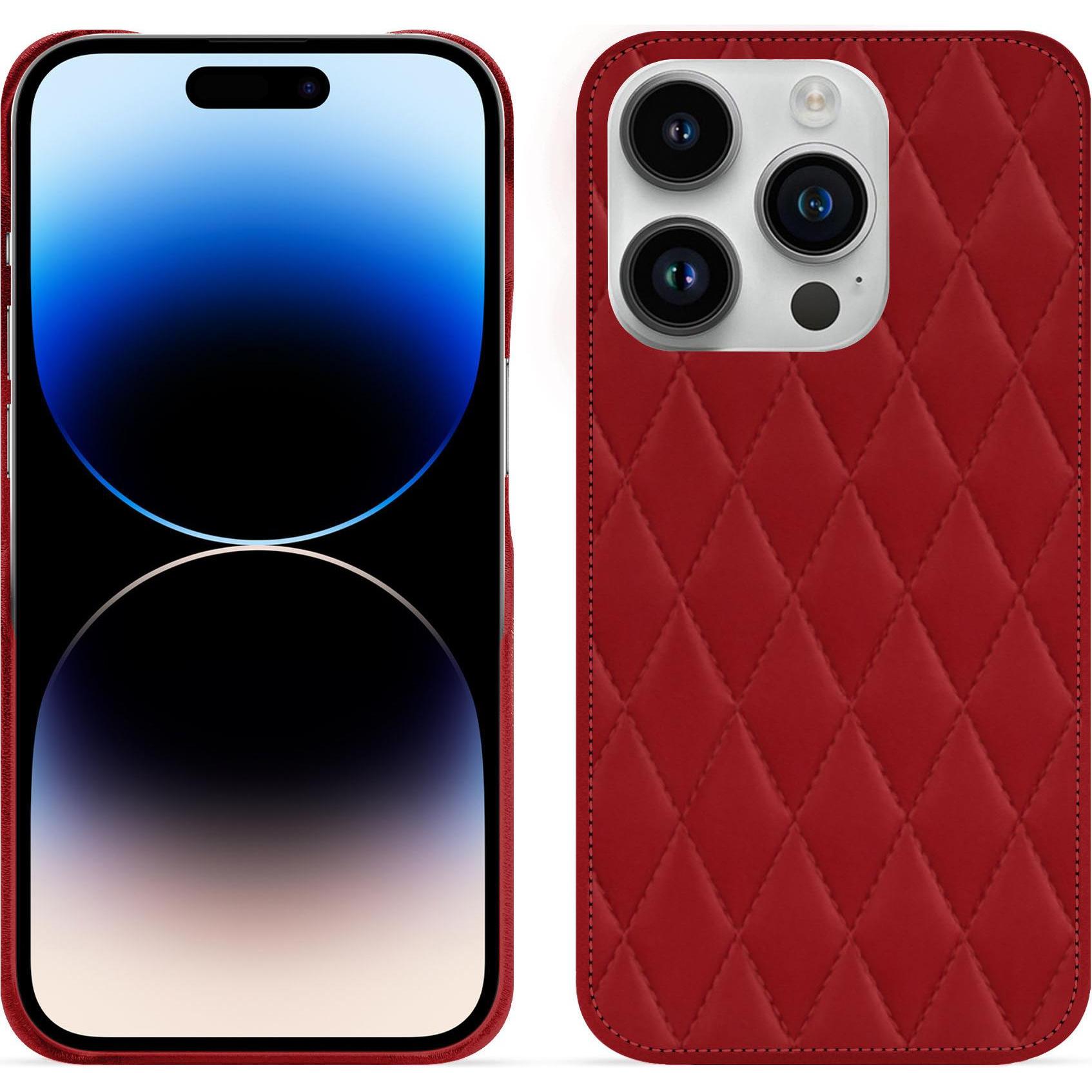 Noreve Lederschutzhülle (Apple iPhone 15 Pro), Smartphone Hülle, Rot