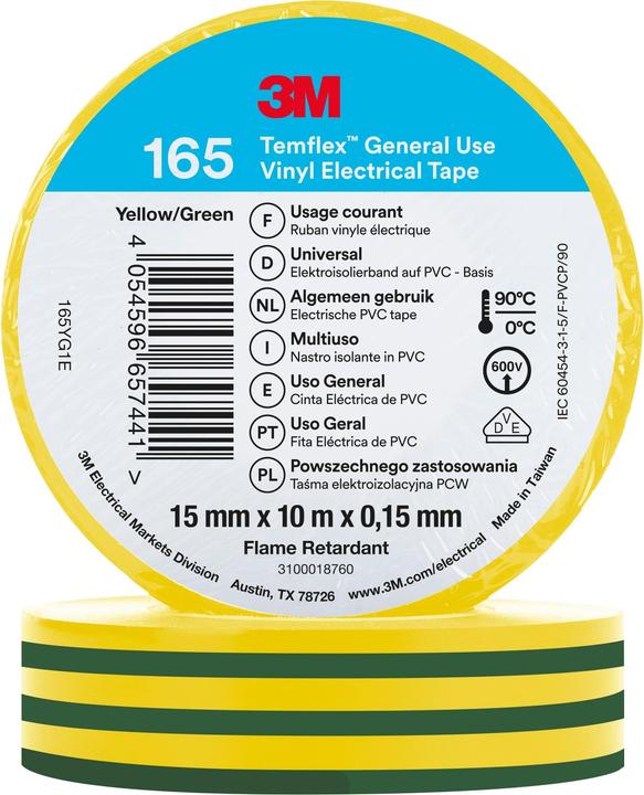Immagine prodotto 3M Nastro isolante in vinile Temflex 165 (15 mm)