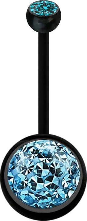 Actual product image Star Piercing Banane schwarz mit Kugel Kristall aqua und Kugel Kristall aqua Epoxy Schutzschicht (without brass, Plastic)