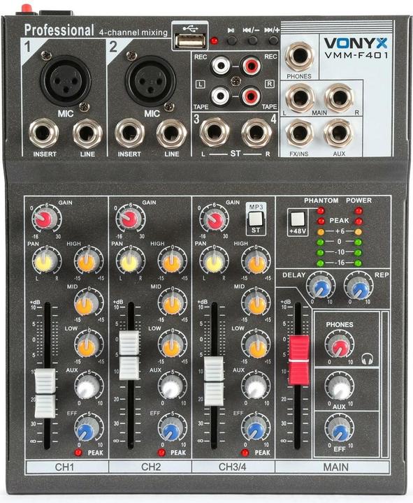 Vonyx Mischpult VMM-F401 (Studio- und Livemixer)
