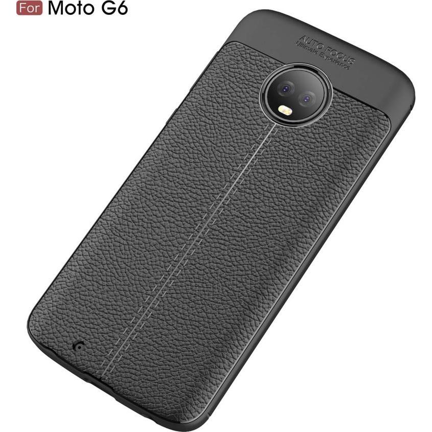 Thumbnail - Screenguard Motorola Moto G6 Hülle Leather Design TPU Cover (Motorola Moto G6), Smartphone Hülle, Schwarz
