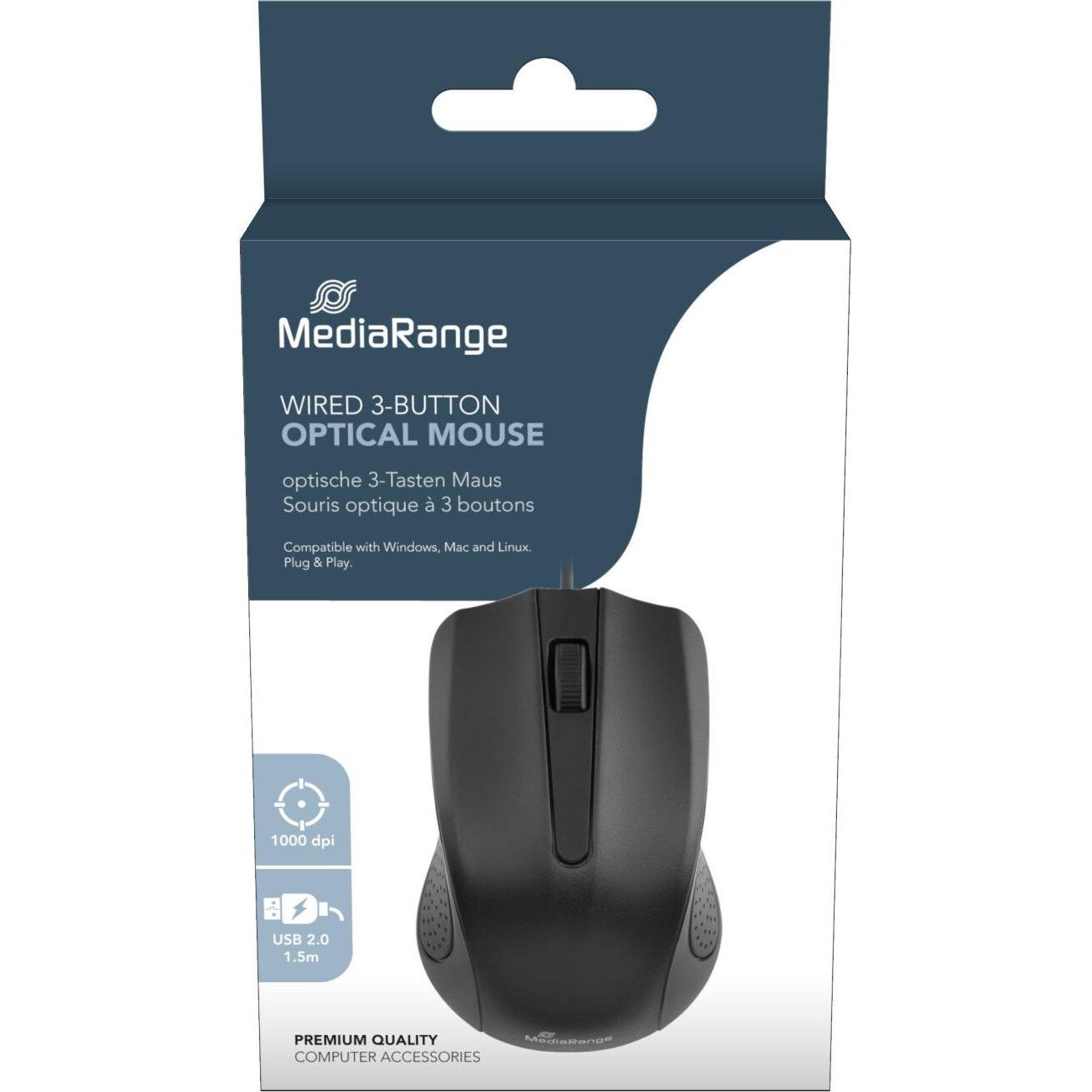 Mediarange MROS210 (Cablato), Mouse, Nero