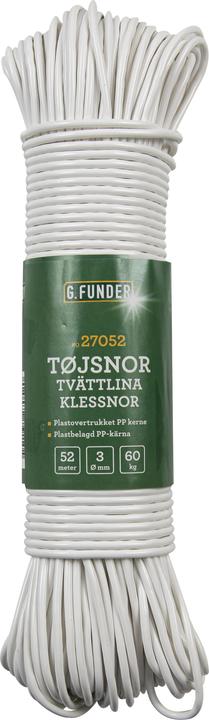 Actual product image G.Funder Tjsnor, hvid plast, 3 mm, 52 meter