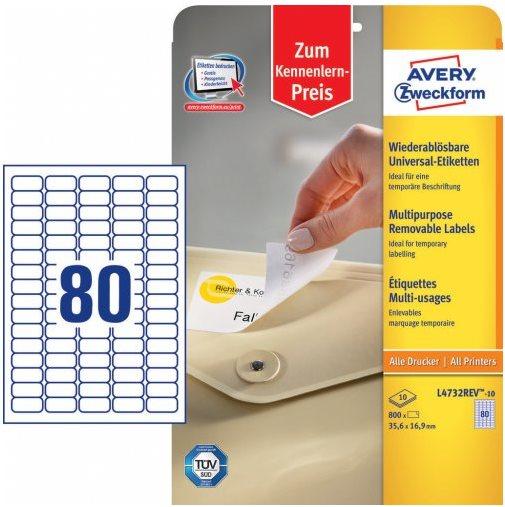 Produktbild Avery Etiketten, ablösbar, Home Office, Kleinpackung