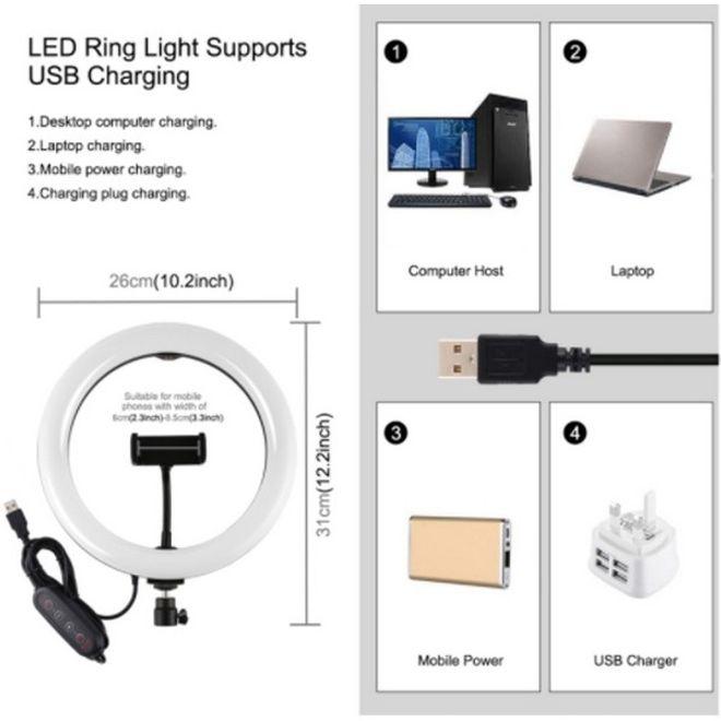 Immagine prodotto Puluz Apparecchio ad anello 10.2" RGBWW 168 Marquee LED & treppiede 165cm (Anello di luce)
