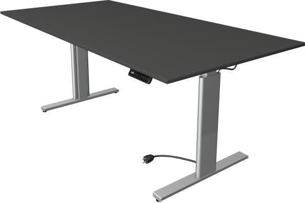 Produktbild Kerkmann Move 3 höhenverstellbarer Schreibtisch anthrazit rechteckig T-Fuss-Gestell silber 200,0 x 1