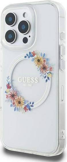 Produktbild Guess GUHMP16LHFWFCT iPhone 16 Pro 6.3" przeźroczysty/transprent hardcase IML Flowers Wreath MagSafe (Apple iPhone 16 Pro)