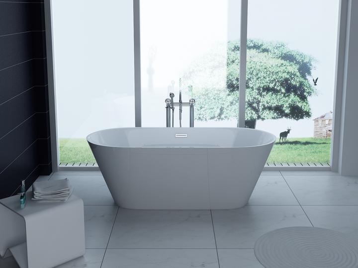Produktbild PureHaven freistehende Luxus Acryl-Badewanne 170x80 cm elegant inkl. Siphon Überlaufschutz leicht zu (200 l, 170 cm, 80 cm)