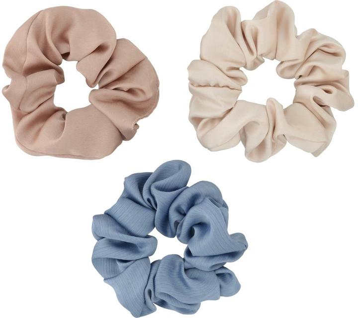 Image du produit Soley Haargummi Scrunchie 3 Stück Creme, Hellgrau, Blau