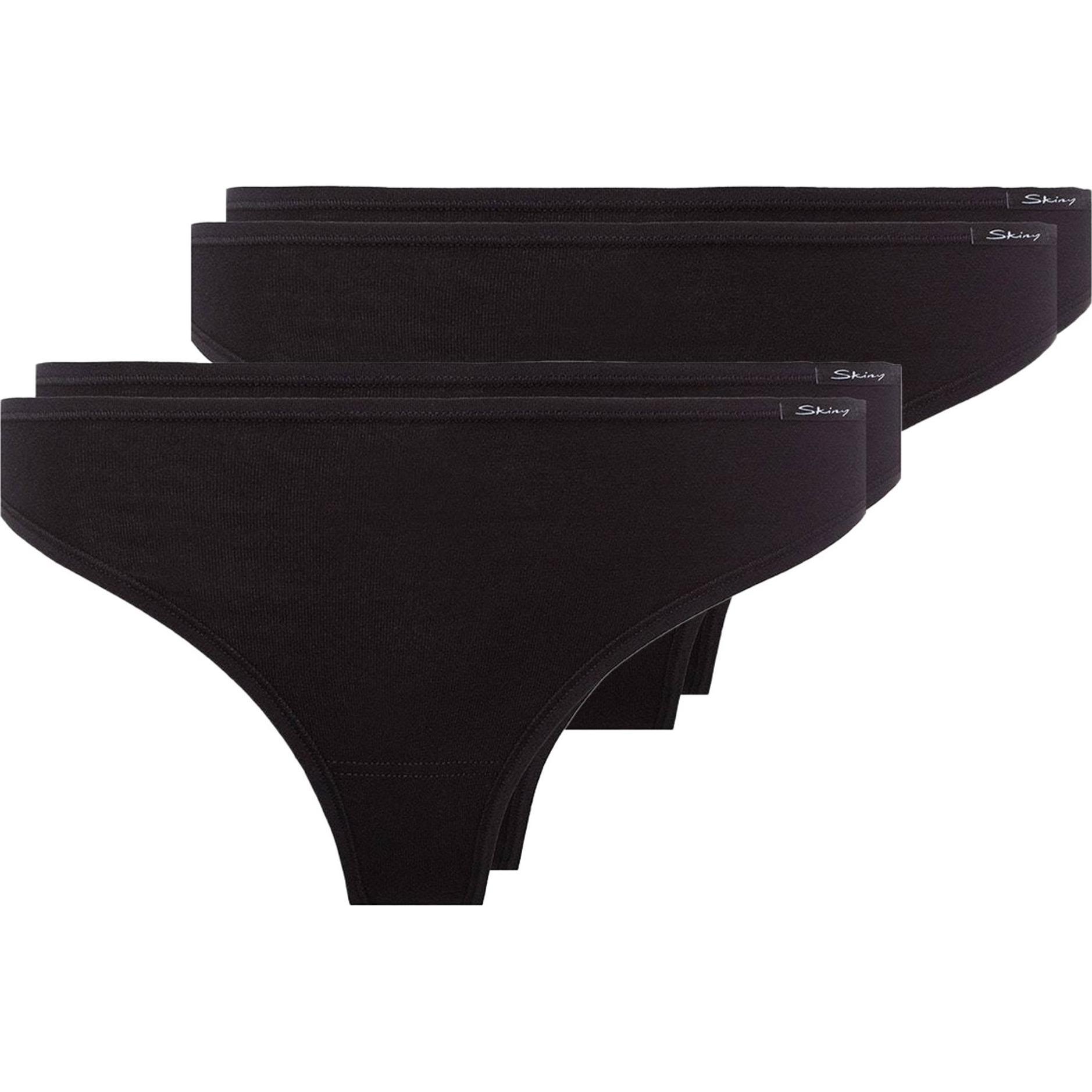 Skiny, Damen, Unterhosen, String Casual Bequem sitzend, Schwarz, (XL, 4er Pack)