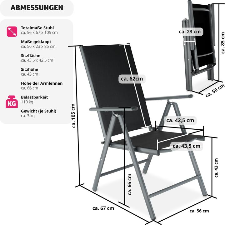 Produktbild tectake 2x Gartenstuhl