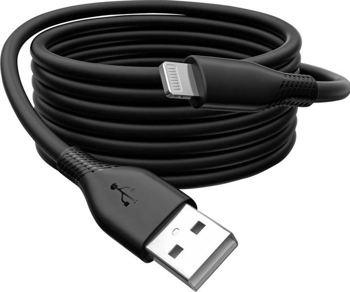 Produktbild Digitus Lightning Silikon Anschlusskabel, USB-A - Lightning 1m, schwarz (1 m, USB 2.0, 12 W)