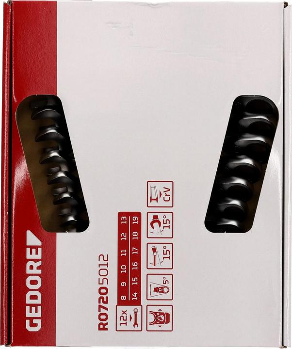 Produktbild Gedore Red red R07205012 Ringratschenmaulschlüssel Satz SW8-19 mm 12-teilig (19 mm, 10 mm, 7 mm, 15 mm, 8 mm)
