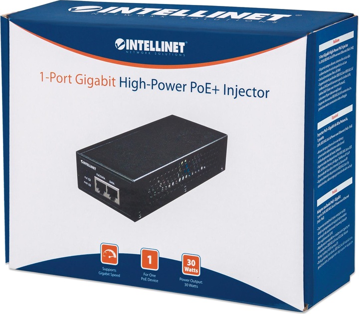 Produktbild Intellinet PoE+ Injector (802.3at (PoE+), 802.3af (PoE), 30 W)
