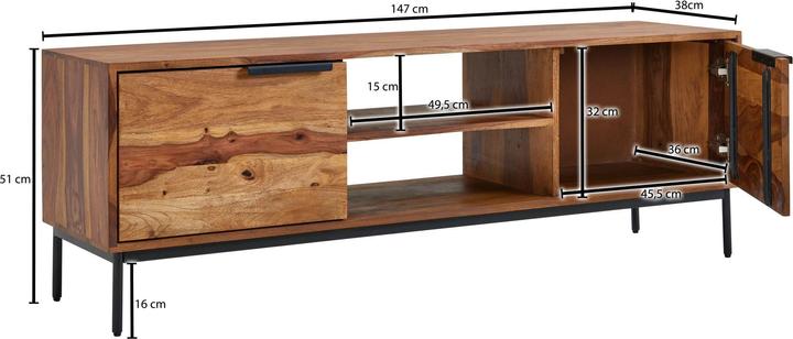 Actual product image FineBuy Lowboard Sheesham Brown