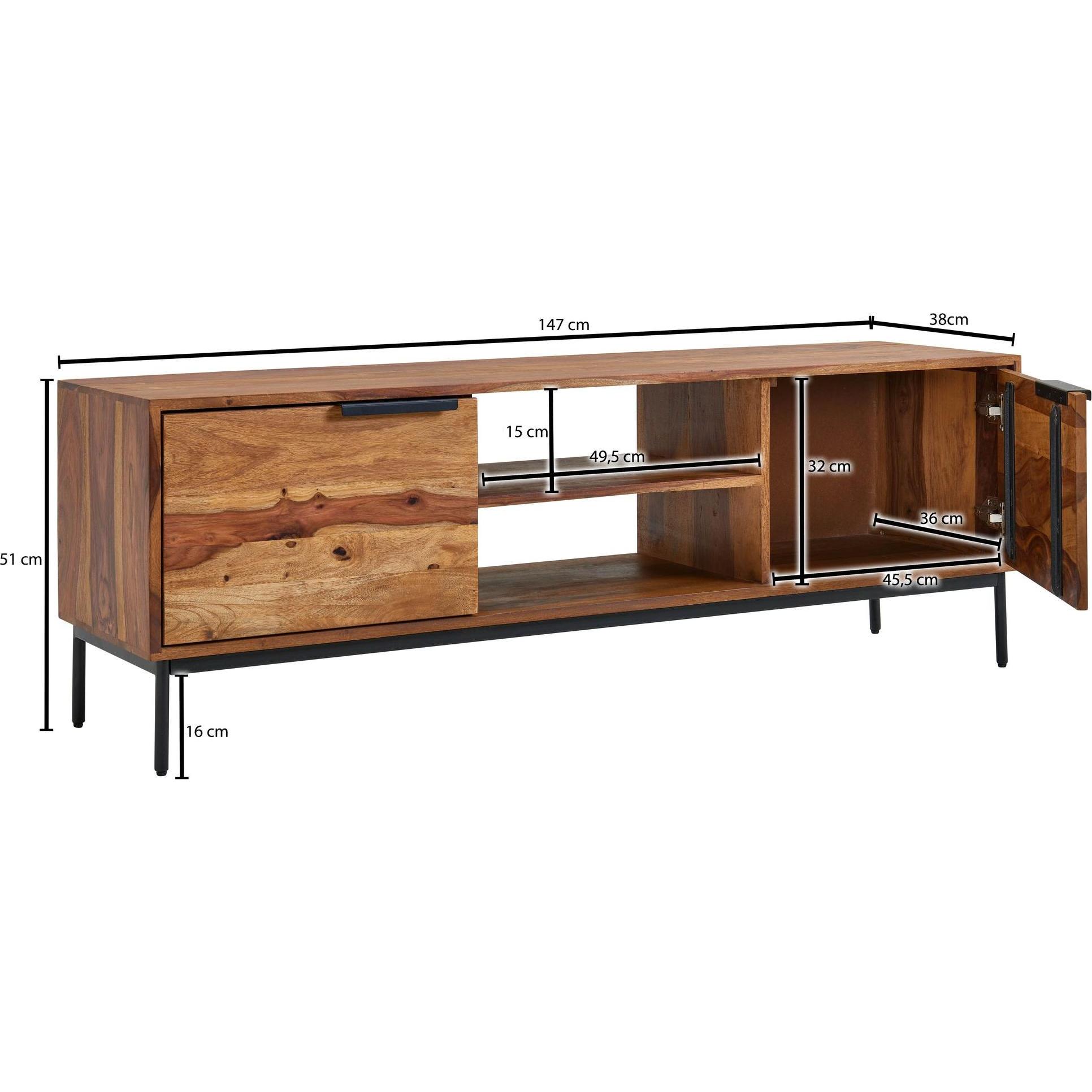 Thumbnail - FineBuy, TV Möbel, Lowboard Sheesham Braun