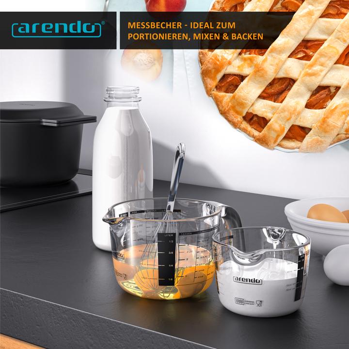 Immagine prodotto Arendo Messbecher 500 ml Glas Messkrug, Borosilikatglas, Mikrowellengeeignet, Küchenmass, Masskanne, 0,5 L (500 ml)