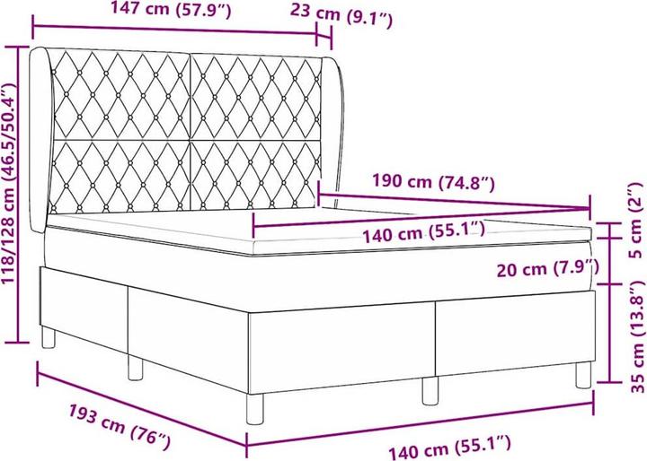Immagine prodotto vidaXL Boxspringbett (140 x 190 cm)