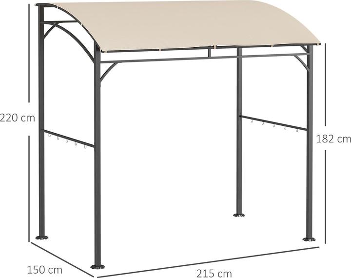 Image du produit Swisshandel24 Pavillon de barbecue, protection contre la pluie, résistant aux UV, avec crochet, acier, polyester (215 cm, 150 cm)