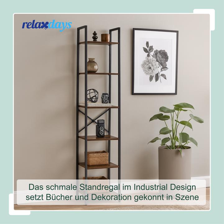 Produktbild Relaxdays Bücherregal Industrial Style (40 x 32 x 187 cm)