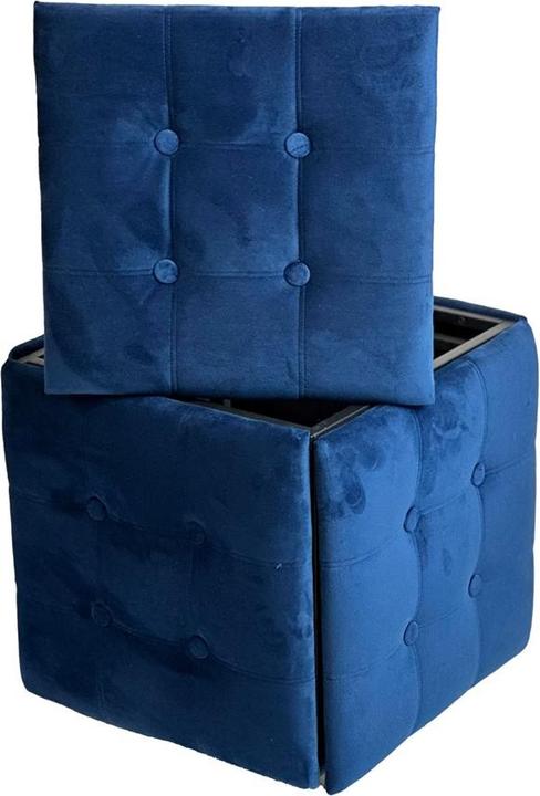 Produktbild Go Gift Puff-Transformator 5in1 - 5 Hocker in 1 Pouffe marineblau Samt