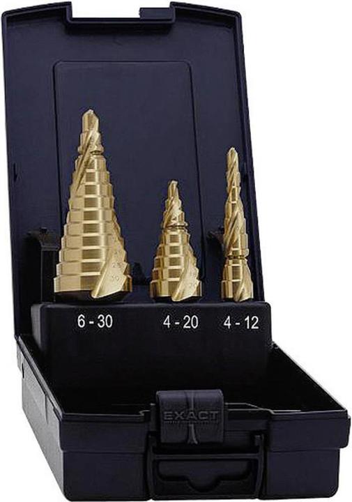 Actual product image Exact HSS step drill set 3 pieces 4 (4 - 12, 4 - 20, 6 - 30)