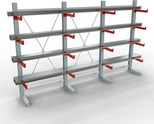 Produktbild Schulte Lagertechnik K 3000 Kragarm-Komplettregal 4 Ständer - 1-seitig