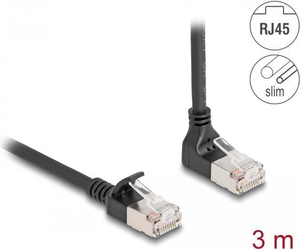 Produktbild Delock RJ45 Netzwerkkabel Cat.6A S/FTP Slim 90° oben gewinke (S/FTP, CAT6a, 3 m)