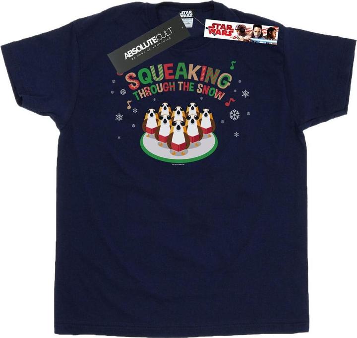 Actual product image Star Wars Mens The Last Jedi Porgs Squeaking Through The Snow T-Shirt (4XL)