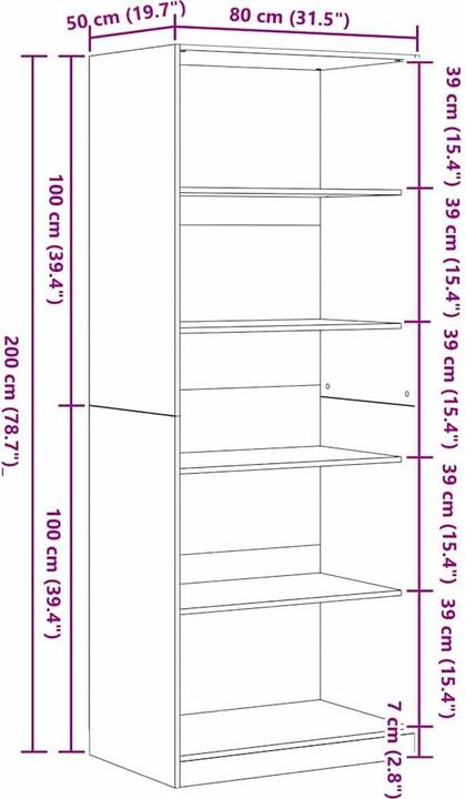 Immagine prodotto vidaXL Armadio in rovere nero (80 x 50 x 200 cm)