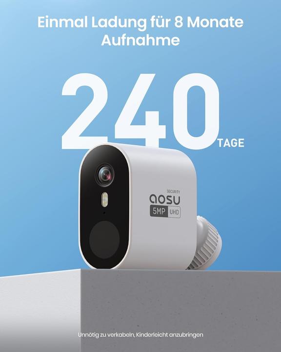 Actual product image Aosu 5MP Überwachungskamera-Set mit Akku, 2 Kameras, 1 Homebase, erweiterbar