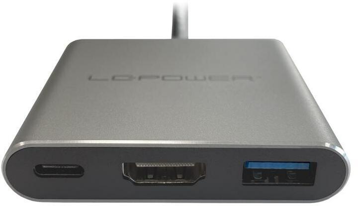 Actual product image LC-Power HUB-C-MULTI-4-V2 1xUSB3.2+HDMI+Chargeport Type C sil retail (USB-C, 3 ports)