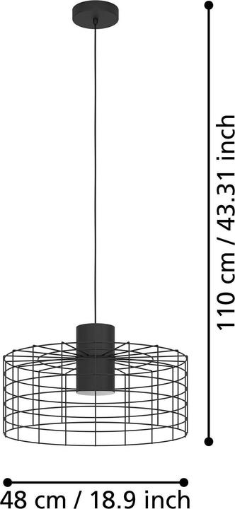 Actual product image EGLO Pendant lamp MILLIGAN 1x E27 Black / White (E27)