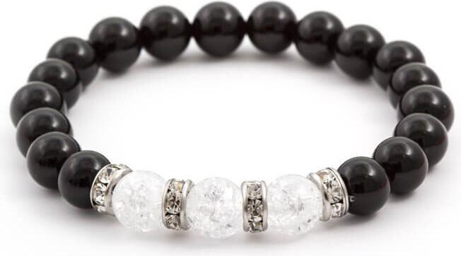 Actual product image Beneto Bead bracelet made of onyx and crystal MINK51 / 17 (Onyx and crystal)