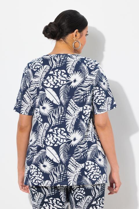 Produktbild Ulla Popken T-Shirt, Federn, A-Linie, V-Ausschnitt, Halbarm (50, 52)