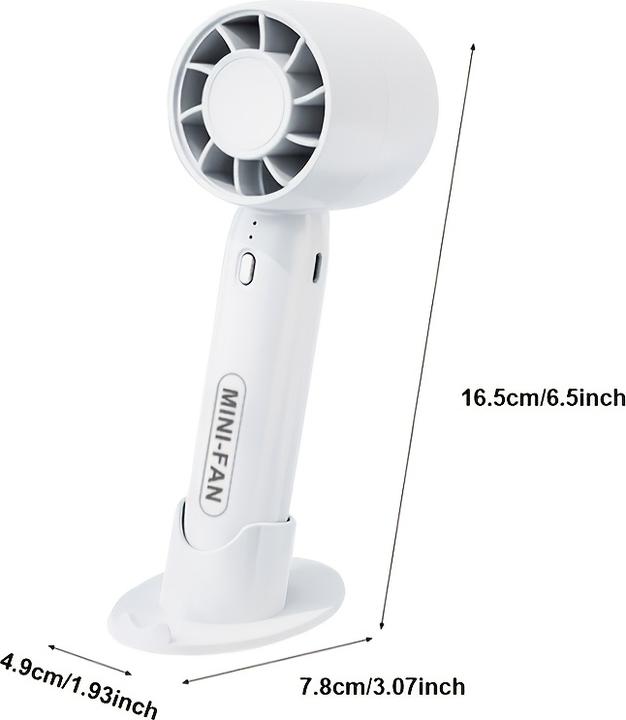 Actual product image PhoneLook Mini USB Ventilator tragbar wiederaufladbar 3 Geschwindigkeiten mit Ständer
