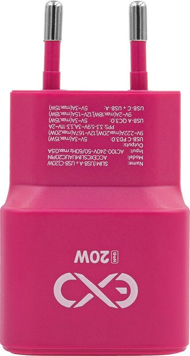 Image du produit EXC Chargeur secteur USB SLIM, prise USB-A et USB-C (20 W, 2 ports)