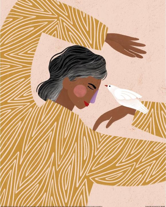 Bea Muller The Woman With A Bird bedruckt