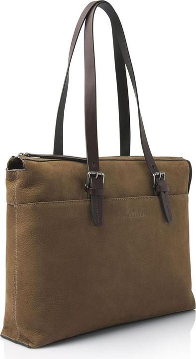 Productafbeelding Castelijn & Beerens Beerens - Veneto Nubuck Schoudertas 15,6 RFID | Taupe - Schoudertas 15,6 RFID | Taupe. (15")