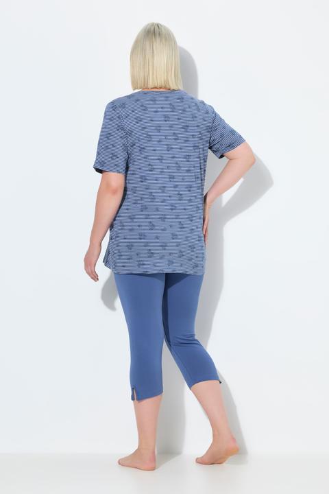 Produktbild Ulla Popken Pyjama, V-Ausschnitt, Halbarm, Caprihose (42, 44)