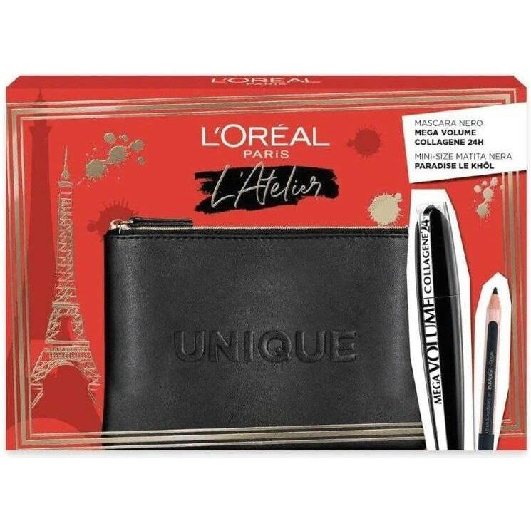 L'Oréal Paris, Mascara, L'Oreal Paris Atelier Pouch Set mit Mega Volume Mascara und Bleistift