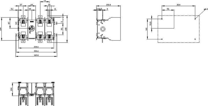 Produktbild Siemens Hauptschalter 400A 3p IP00 Einb Wart/Rep 3KF4340-0MF51