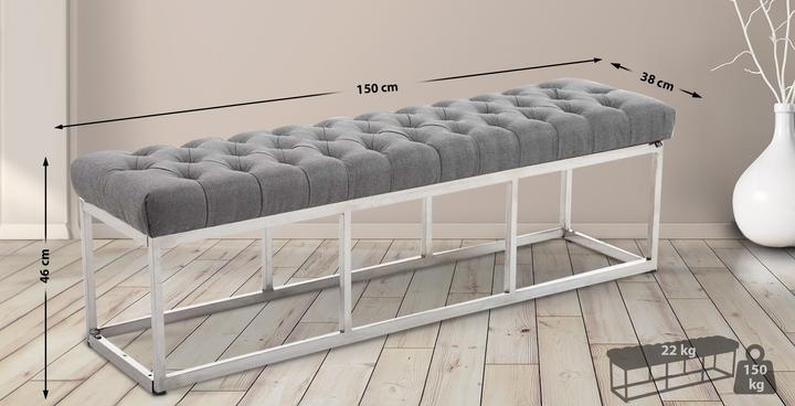Image du produit CLP Banc Amun Tissu E150, gris (150 cm)