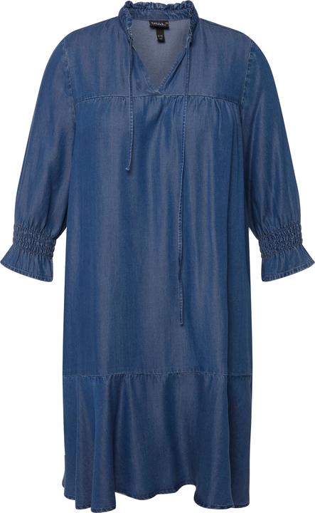Immagine prodotto Ulla Popken Abito in lyocell con effetto jeans, scollo a tunica e maniche a 3/4 (46, 48)