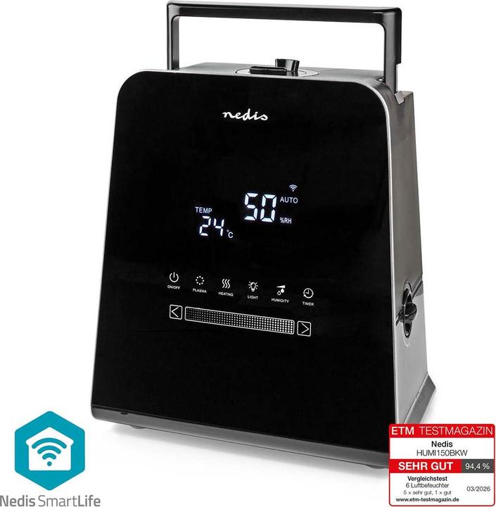 Produktbild Nedis SmartLife Luftbefeuchter | 30 W | Mit kühlem und warmem Nebel | 5.5 l | Hygrometer | Timer | F