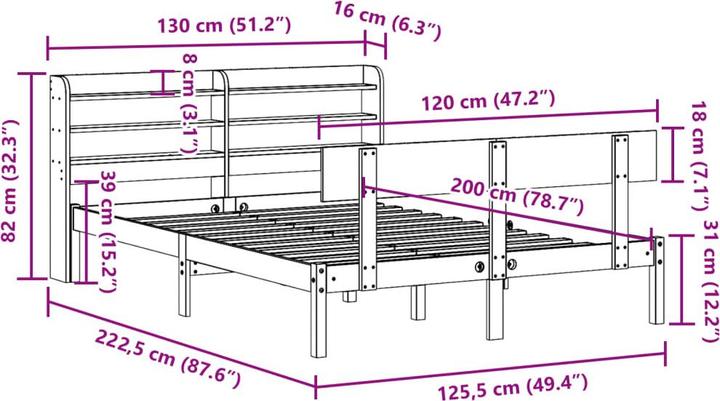 Produktbild vidaXL Bettrahmen (120 x 200 cm)